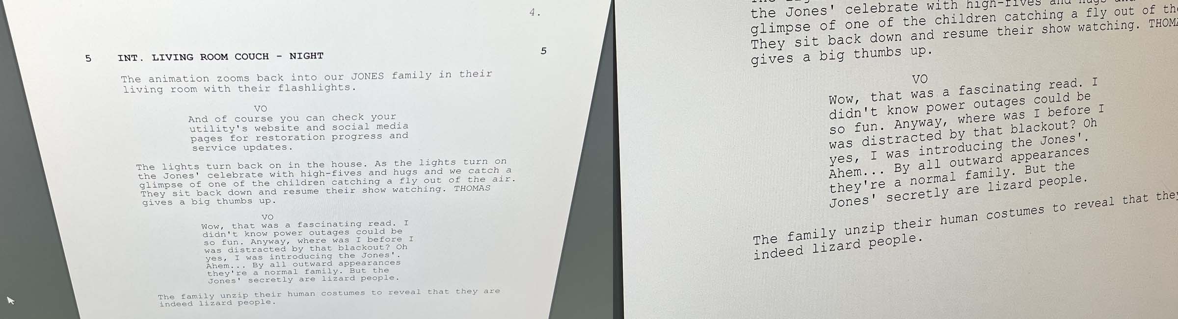 two script pages side-by-side 