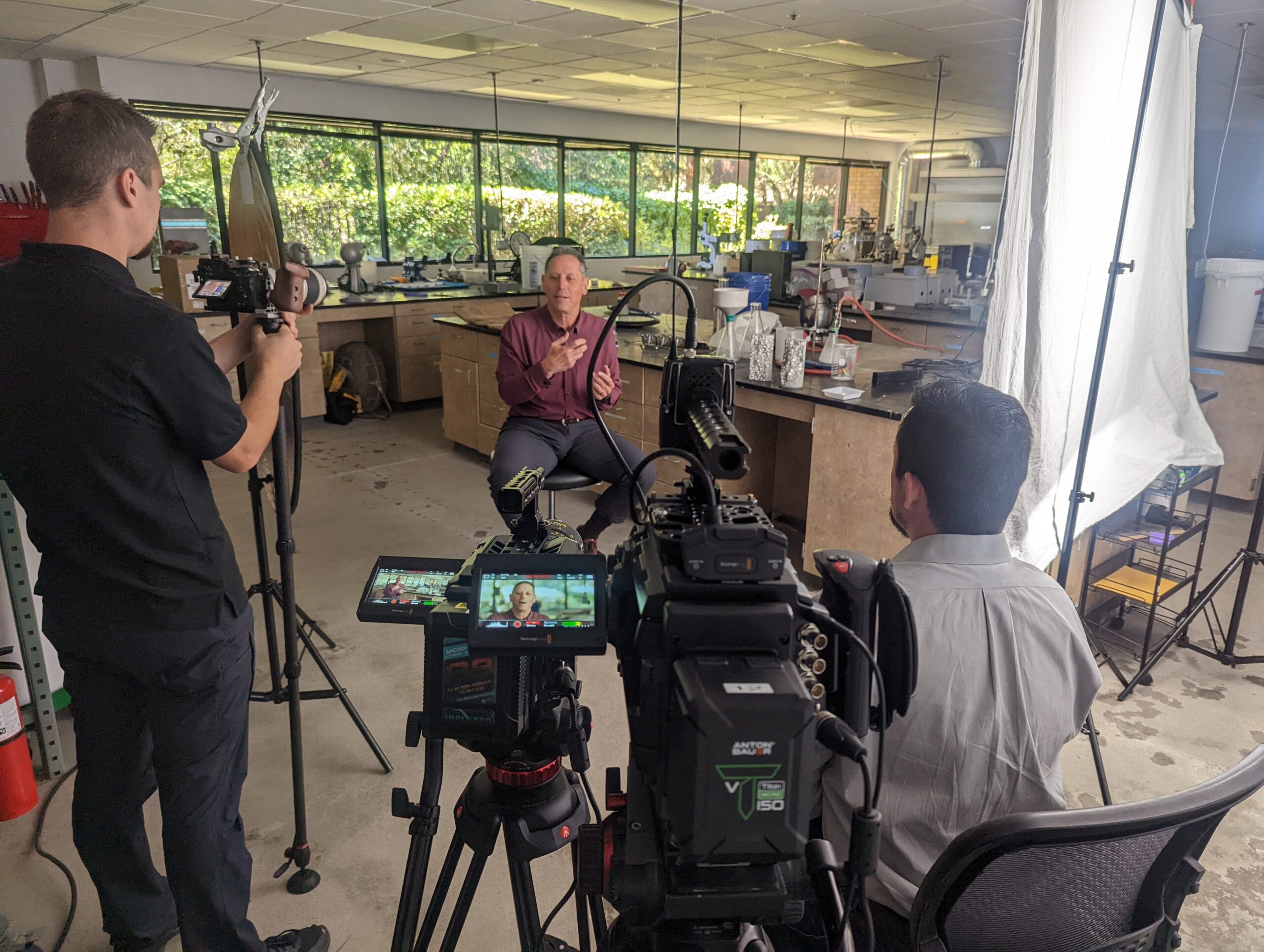 Behind the scenes of a professional video production shoot by Backflip, capturing brand storytelling content for digital marketing and audience engagement