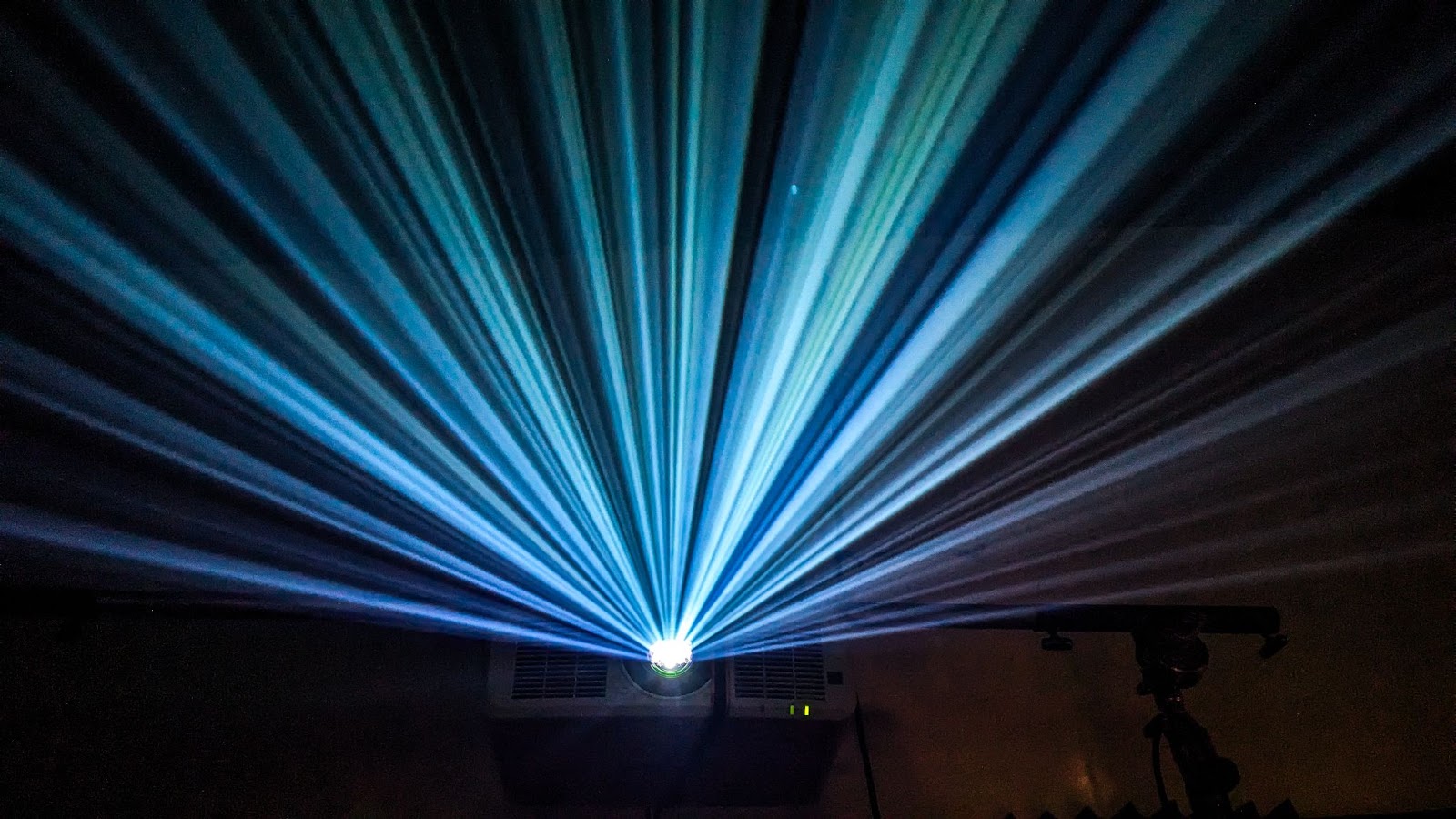 Cinematic light projection demonstrating color grading and visual storytelling techniques