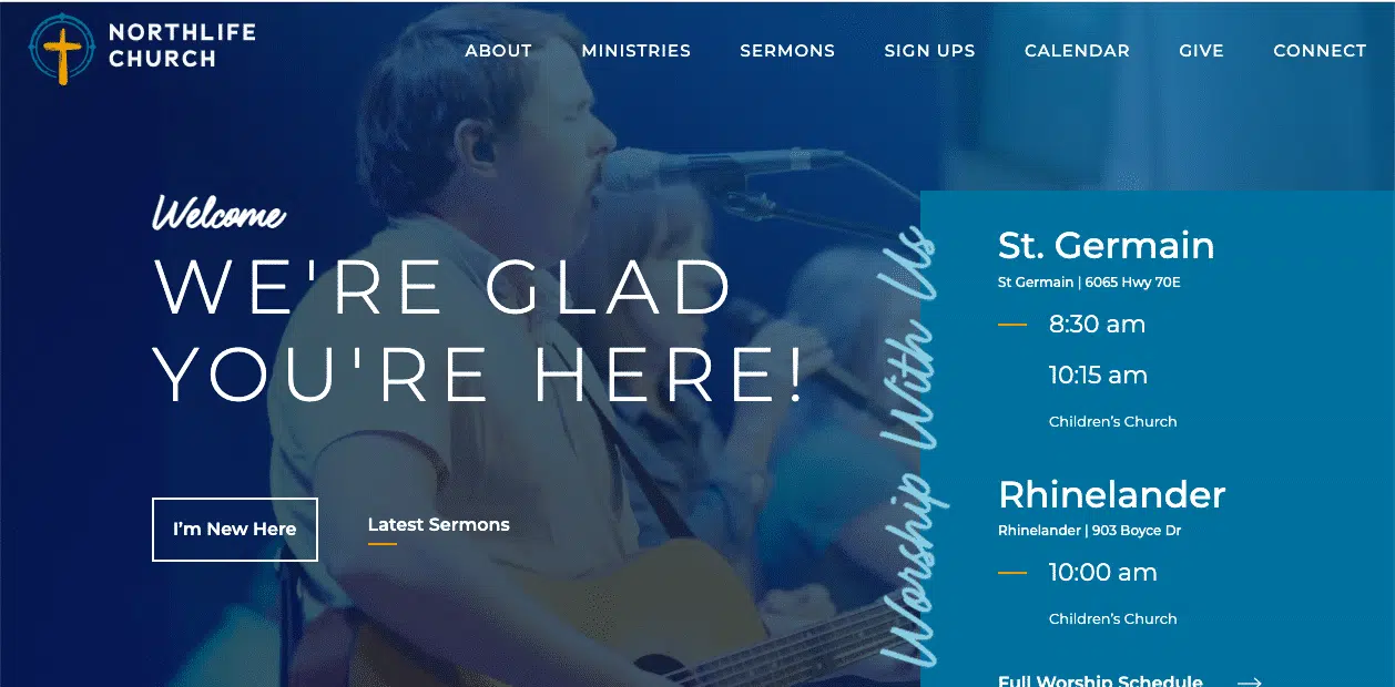 Website homepage design for Northlife Church, created by Backflip to support intuitive navigation, sermon access, and community-focused web development
