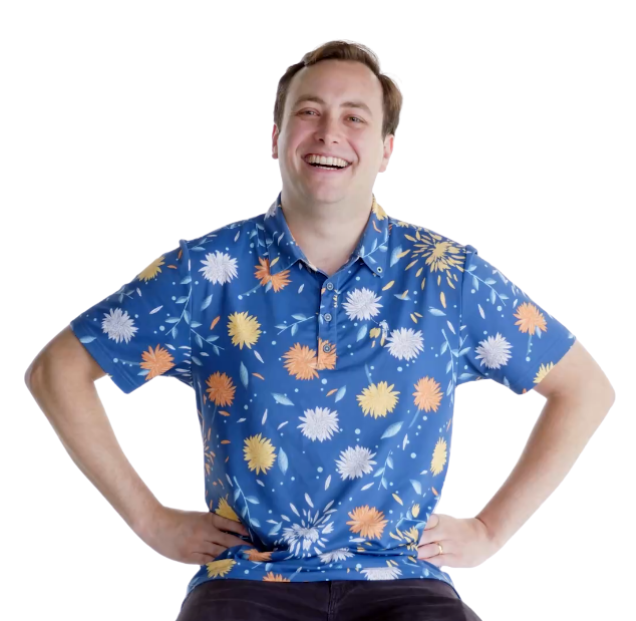 Max Olmsted, editor and videographer at Backflip, in a cheerful portrait that highlights his storytelling energy and video production expertise