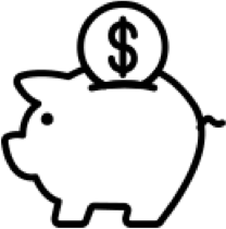 Piggy bank icon with a dollar sign, symbolizing increased sales and ROI from professional video production services