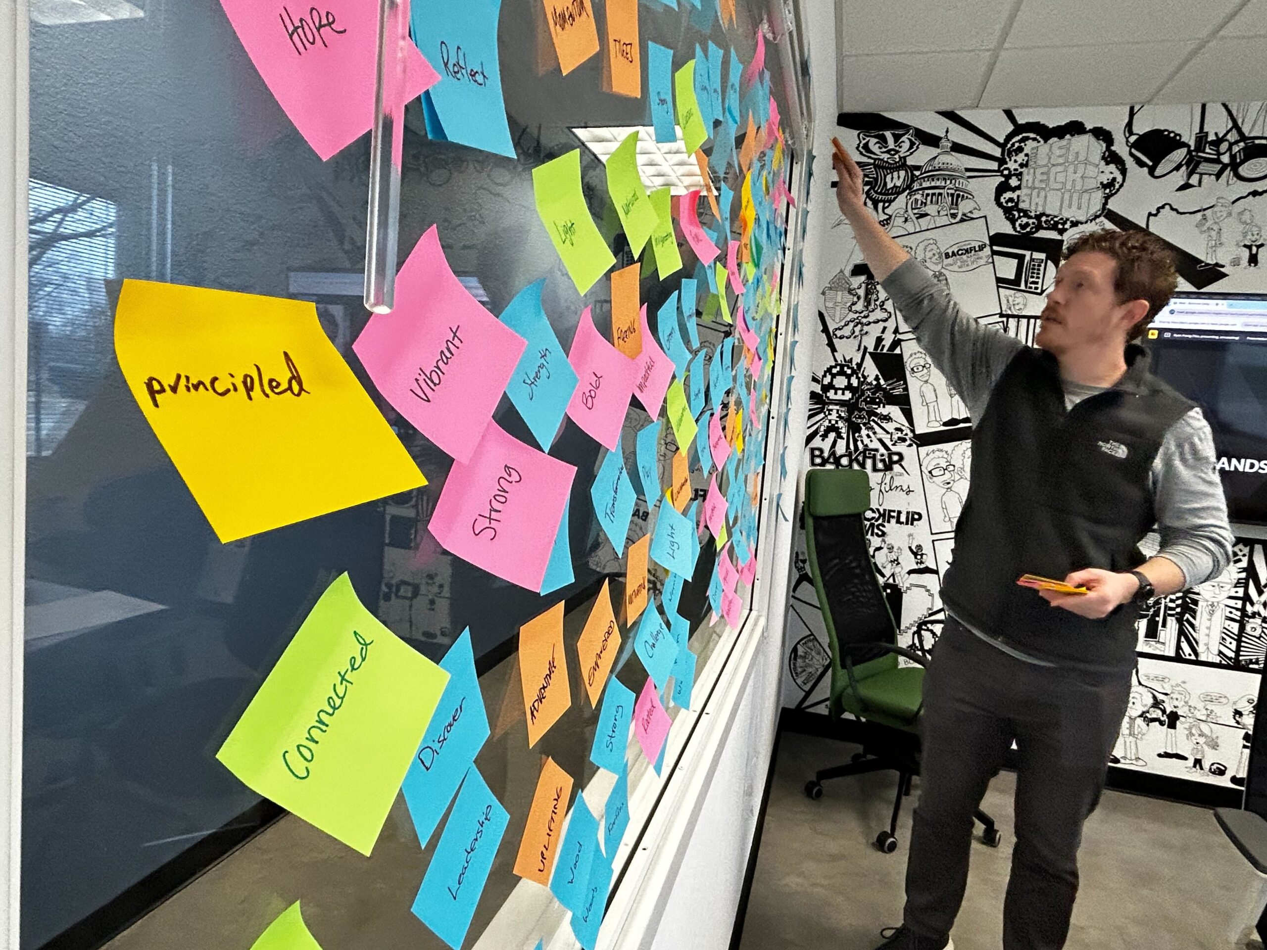 Backflip team member leads a collaborative discovery session, the first step in developing a strategic video production and marketing plan
