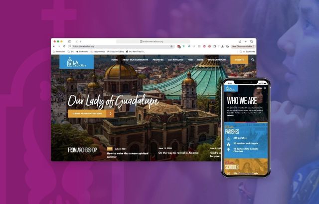 Responsive website and mobile design for the Archdiocese of Los Angeles, created by Backflip to reflect faith-based branding and seamless user experience